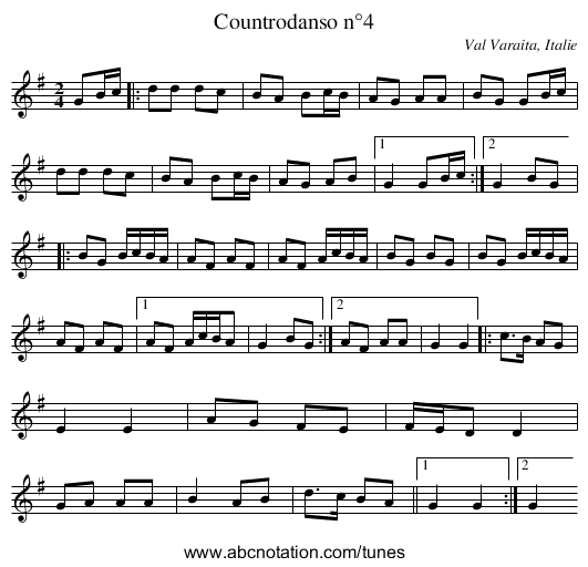 Countrodanso n°4 - staff notation
