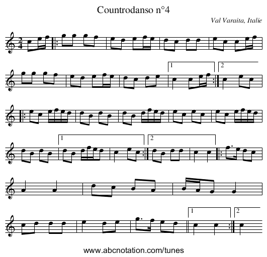 Countrodanso n°4 - staff notation