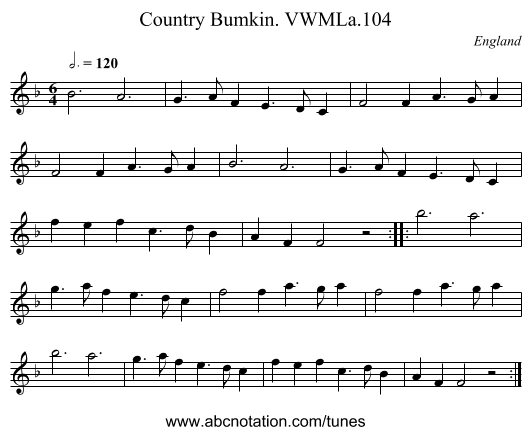 Country Bumkin. VWMLa.104 - staff notation