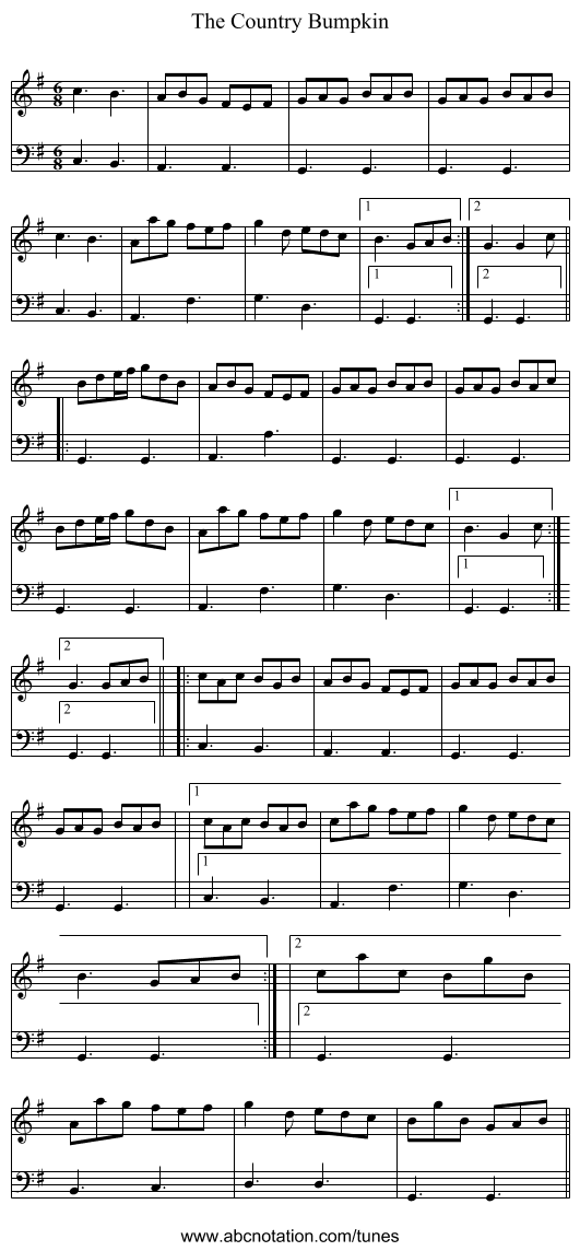 Country Bumpkin, The - staff notation