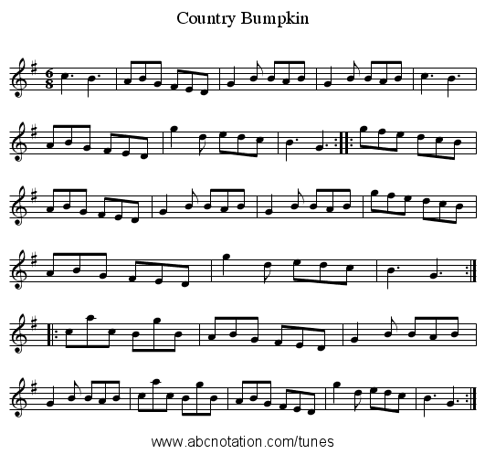 Country Bumpkin - staff notation