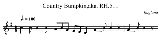 Country Bumpkin,aka. RH.511 - staff notation