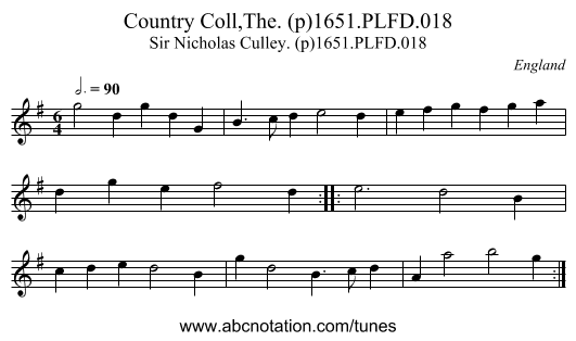 Country Coll,The. (p)1651.PLFD.018 - staff notation