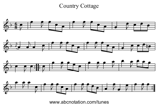 Country Cottage - staff notation
