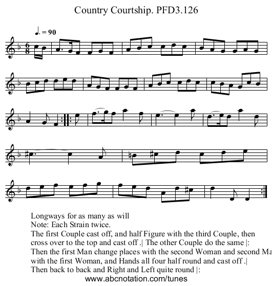 Country Courtship. PFD3.126 - staff notation