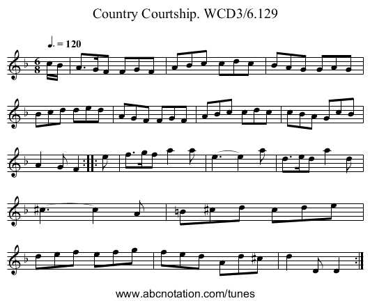 Country Courtship. WCD3/6.129 - staff notation