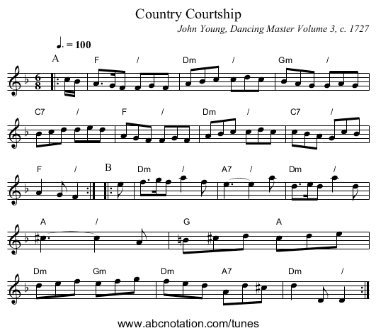 Country Courtship - staff notation
