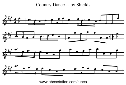 Country Dance -- by Shields - staff notation