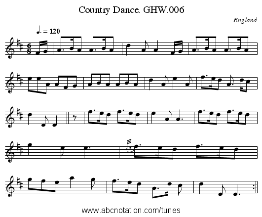 Country Dance. GHW.006 - staff notation
