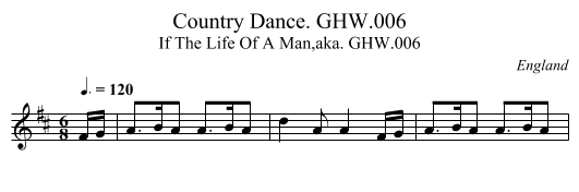 Country Dance. GHW.006 - staff notation