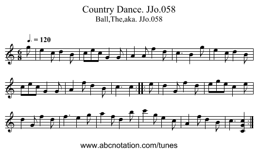 Country Dance. JJo.058 - staff notation
