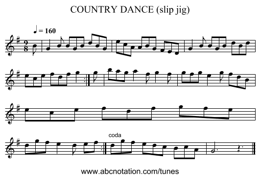 COUNTRY DANCE (slip jig) - staff notation