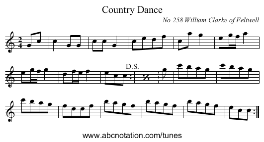 Country Dance - staff notation
