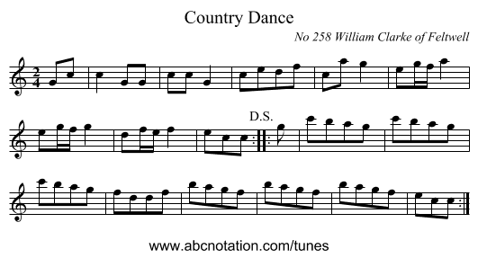 Country Dance - staff notation