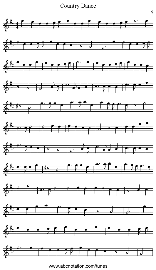 Country Dance - staff notation