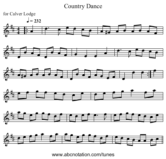 Country Dance - staff notation