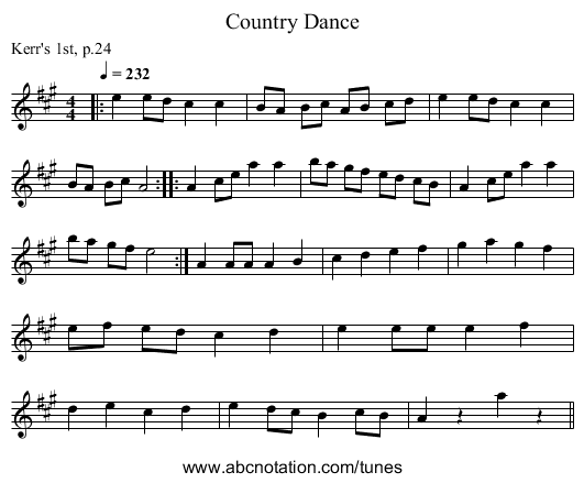 Country Dance - staff notation