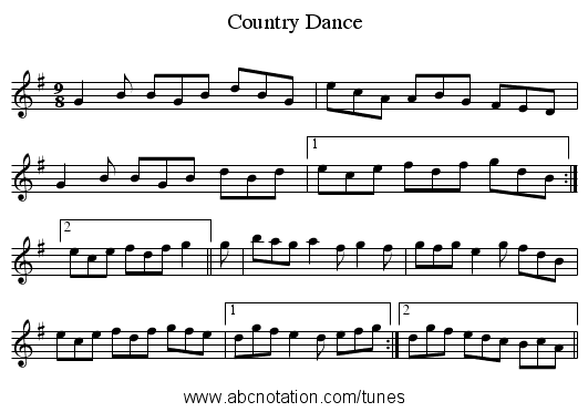 Country Dance - staff notation