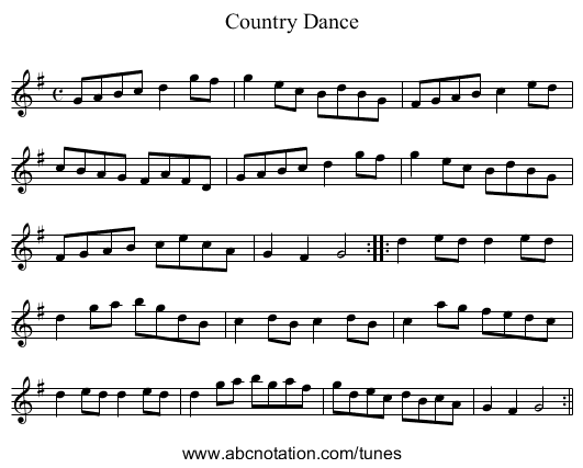 Country Dance - staff notation