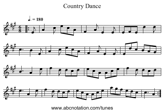 Country Dance - staff notation