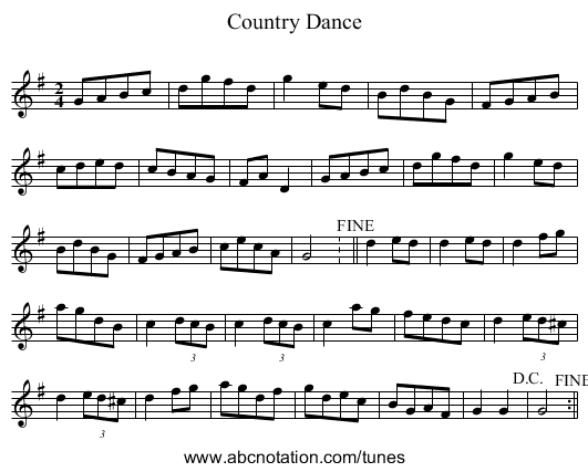 Country Dance - staff notation