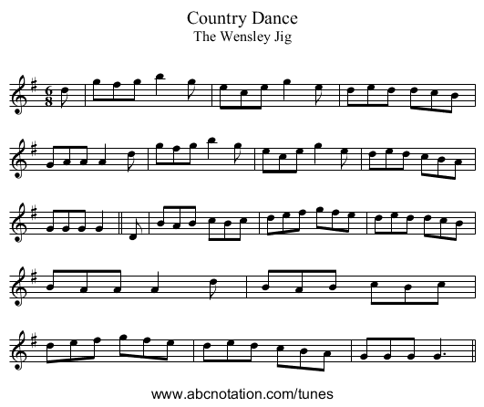 Country Dance - staff notation
