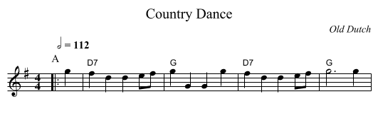 Country Dance - staff notation