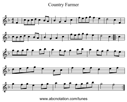 Country Farmer - staff notation