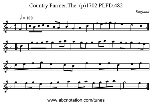 Country Farmer,The. (p)1702.PLFD.482 - staff notation