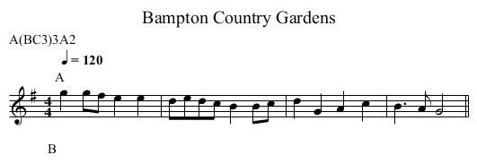 Country Gardens, Bampton - staff notation