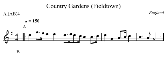 Country Gardens (Fieldtown) - staff notation
