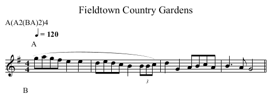 Country Gardens, Fieldtown - staff notation