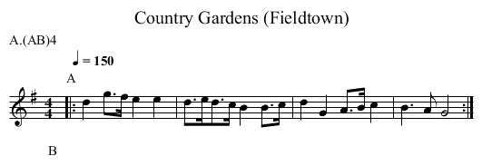 Country Gardens (Fieldtown) - staff notation