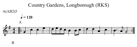 Country Gardens, Longborough (RKS) - staff notation