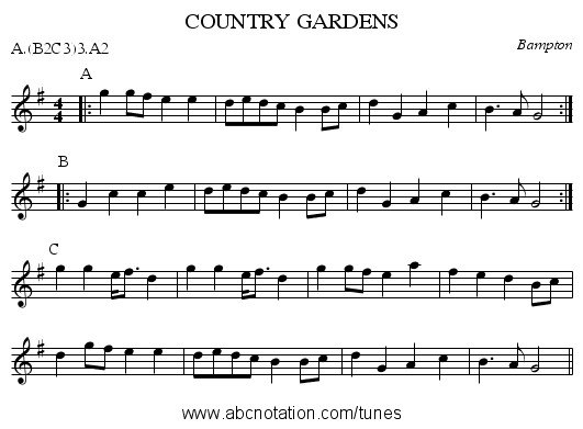 COUNTRY GARDENS - staff notation