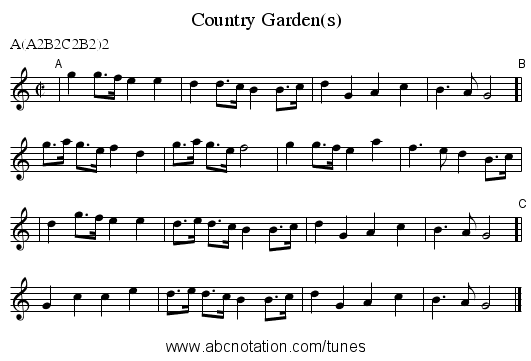 Country Garden(s) - staff notation