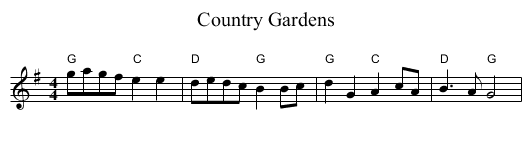 Country Gardens - staff notation