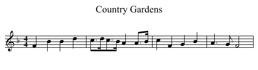 Country Gardens - staff notation