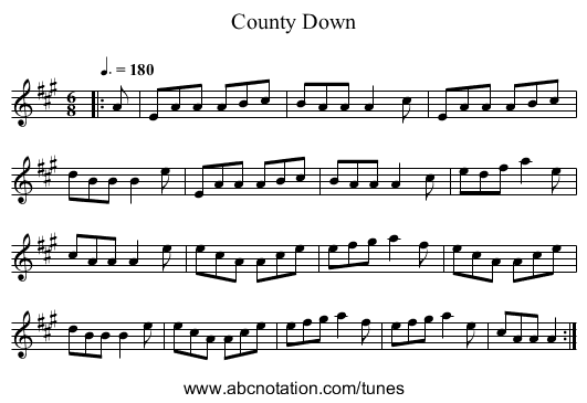 County Down - staff notation
