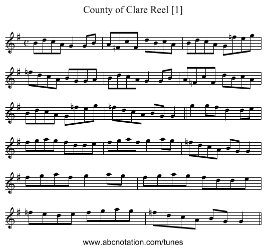 County of Clare Reel [1] - staff notation