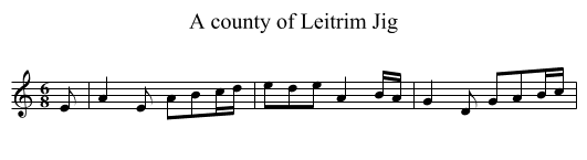 county of Leitrim Jig, A  - staff notation