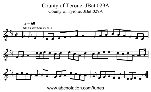 County of Terone. JBut.029A - staff notation
