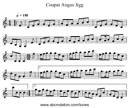 Coupar Angus Jigg - staff notation