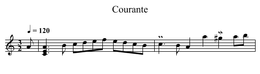 Courante - staff notation