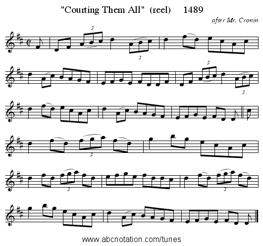 Courting Them All (reel) 1489 - staff notation