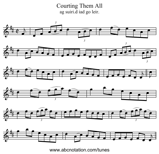 Courting Them All - staff notation