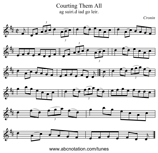 Courting Them All - staff notation