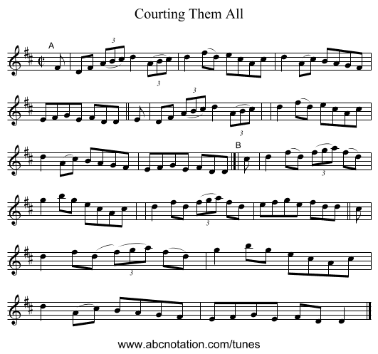 Courting Them All - staff notation