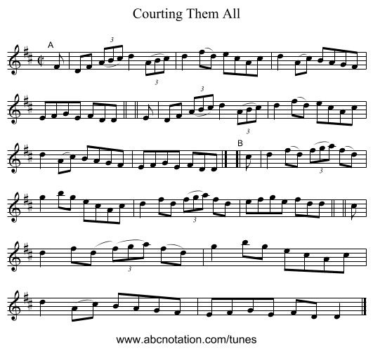 Courting Them All - staff notation