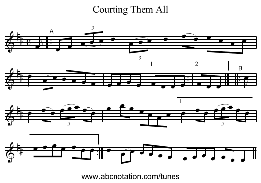 Courting Them All - staff notation